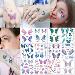 BXOXO 1 Sheet Flash Butterfly Temporary Tattoo Sticker for Eye Face Makeup Fairy Body Art Waterproof False Tattoo for Women