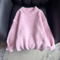 Bxoxo Autumn Soft Knit Sweaters for Women Winter Thick Warm Loose O Neck Pullover Bf Fashion Casual Simple Solid Jumpers New