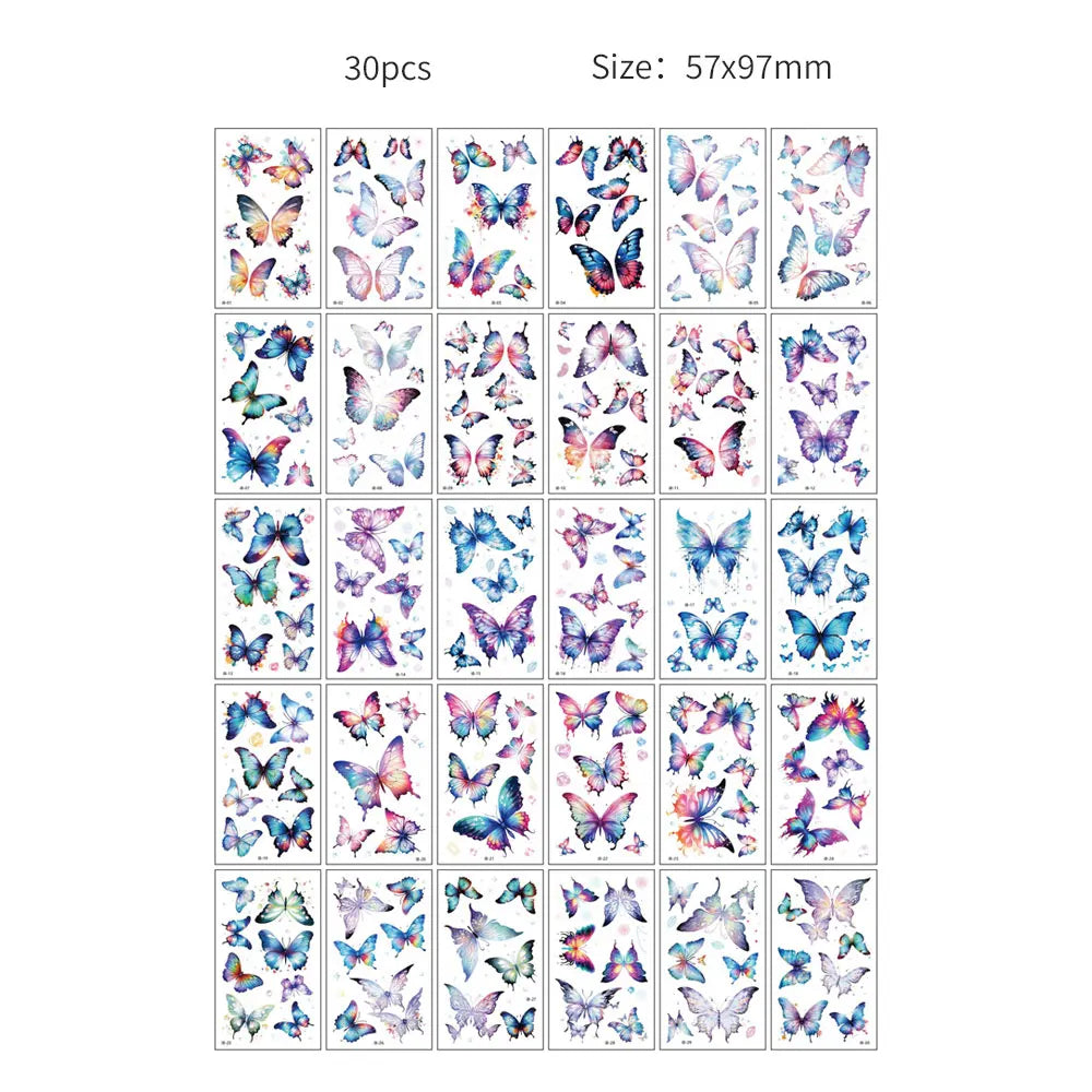 BXOXO 30 Sheets Black Butterfly Temporary Tattoos for  Women Waterproof Tattoo Stickers Suitable for Arm Body Realistic Fake Tattoo