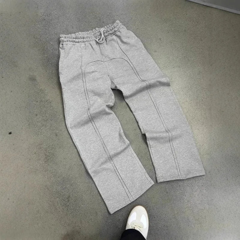 Bxoxo Black American Style Pants Hip-hop Drawstring Elastic Waist Sweatpants Baggy Solid Casual Harajuku Streetwear Trend