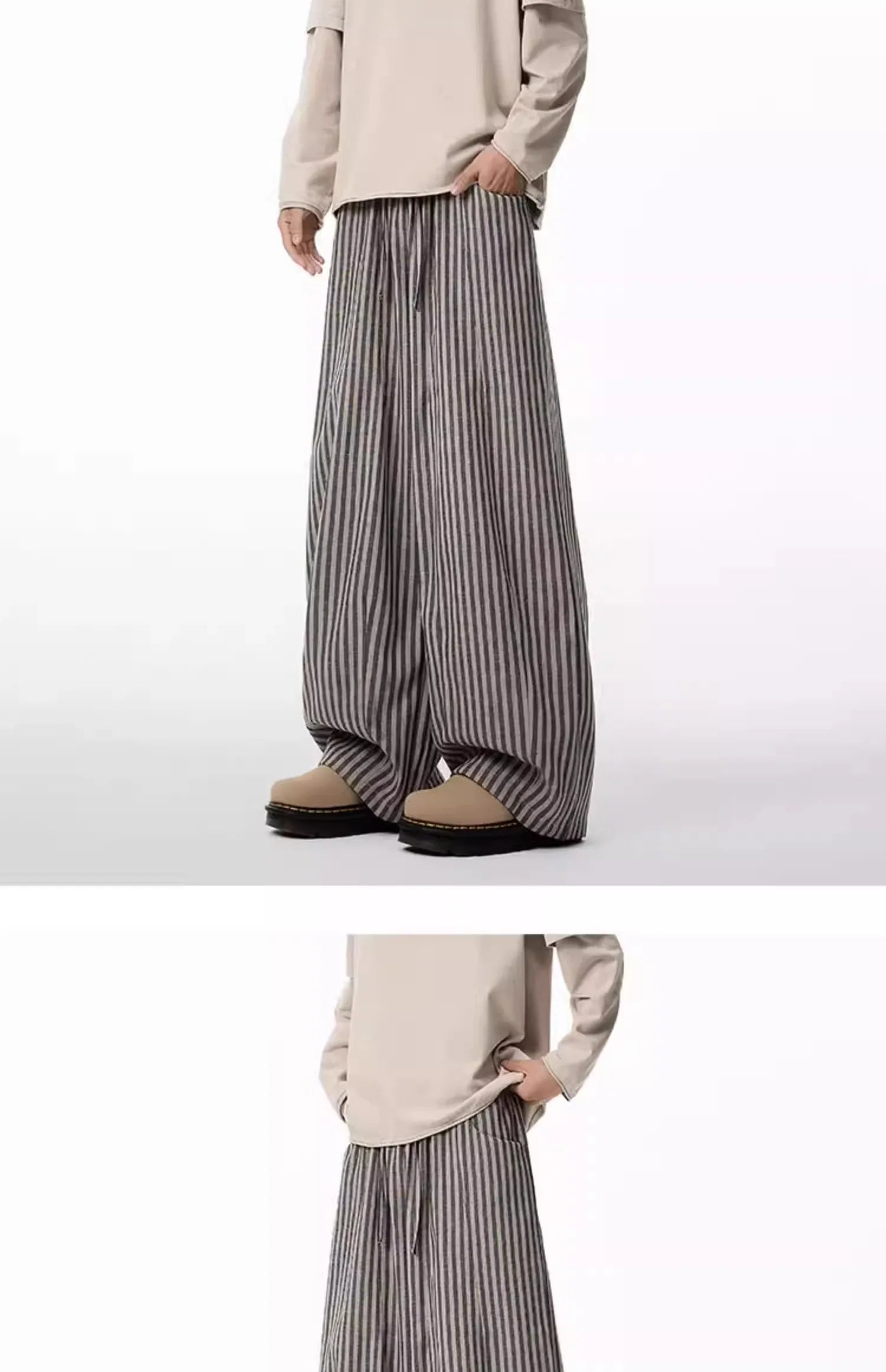 Bxoxo Women's Black Gothic Striped Long Pants Baggy Sweatpants Harajuku Y2k Emo Vintage Oversize Trousers Japanese 2000s Style Clothes
