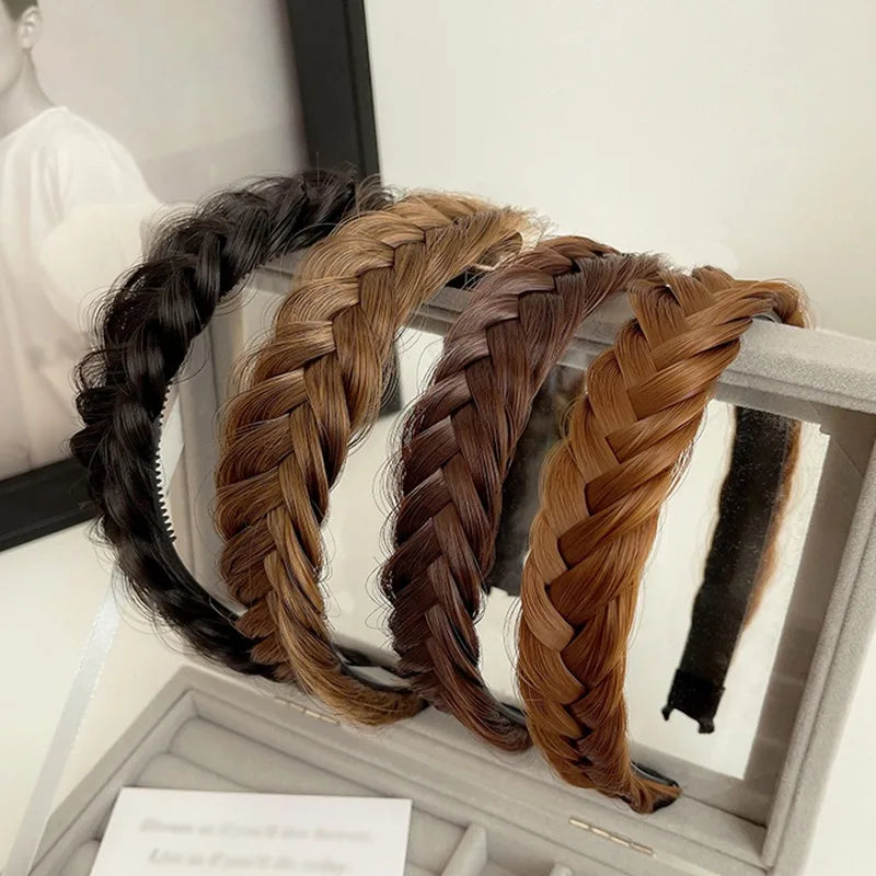 BXOXO Women Synthetic Wig Twist Braided Hair Bands Fashion Braids Hair Accessories Women Bohemian Nature Headband Stretch for Party