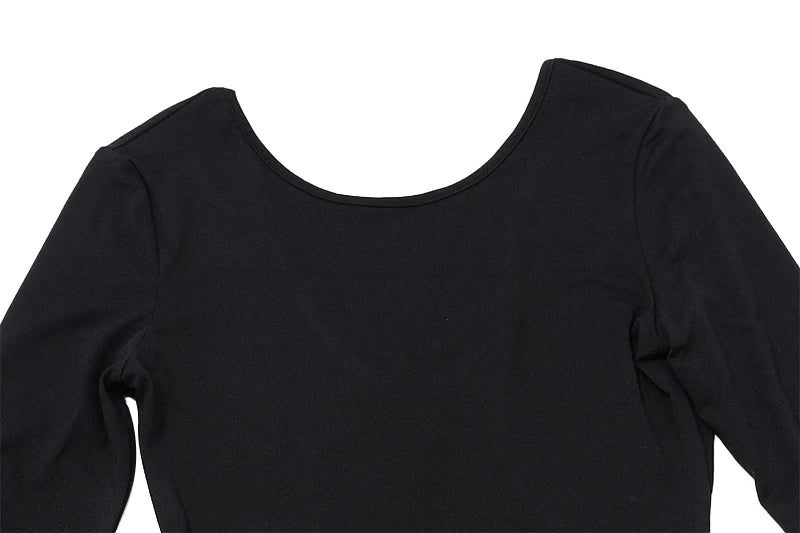 Bxoxo Sexy Long Sleeve Backless T Shirt Gothic Round-neck Skinny Women Crop Tops 2022 Autumn Fashion Black Tees Party Clubwear