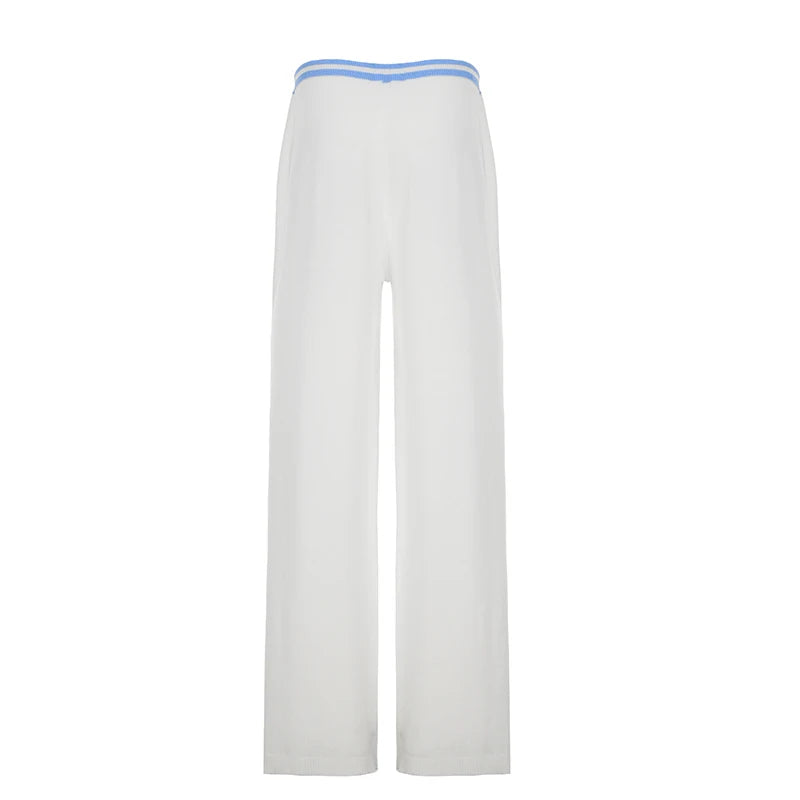 BXOXO Casual Chic Stripe Patchwork Wide Leg Pants Fashion Simple Basic Loose Pants Summer New Women's Clothes