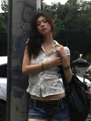 Bxoxo Korean Style Shirt And Blouse Polka Dots Short Sleeve Casual Shirt Y2k Japanese 2000s Retro Shirt Vintage Tops Outfit
