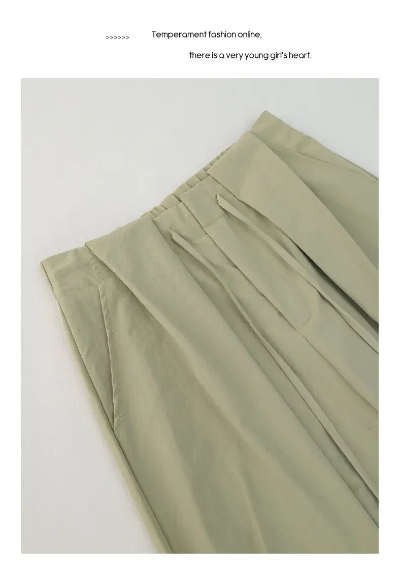 Bxoxo White Basic High Waist Wide Leg Women Pants Solid Color Korean Fashion Parachute Trousers Baggy Lace Up Youthful Summer