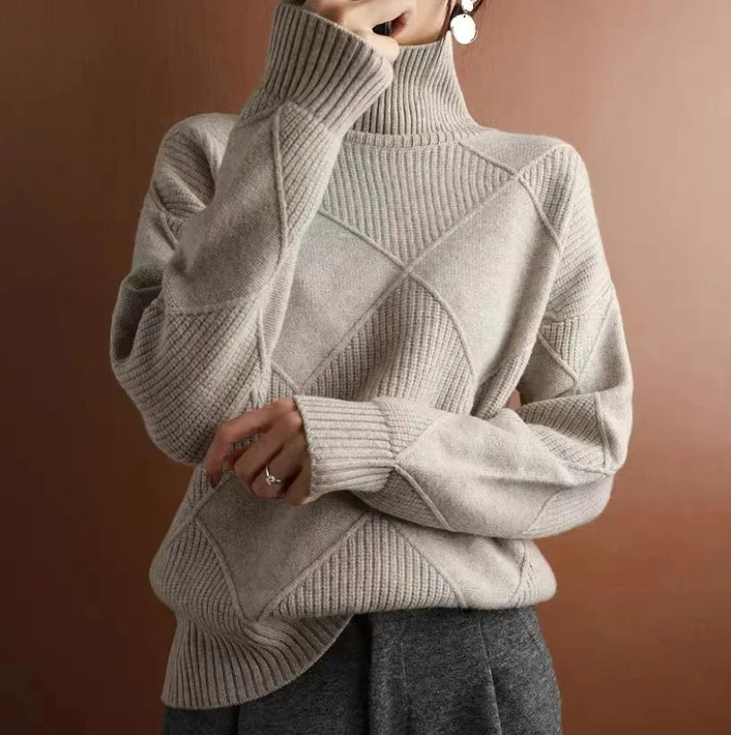 Bxoxo New UZZDSS High Necked Cashmere Plain Sweater Pullovers