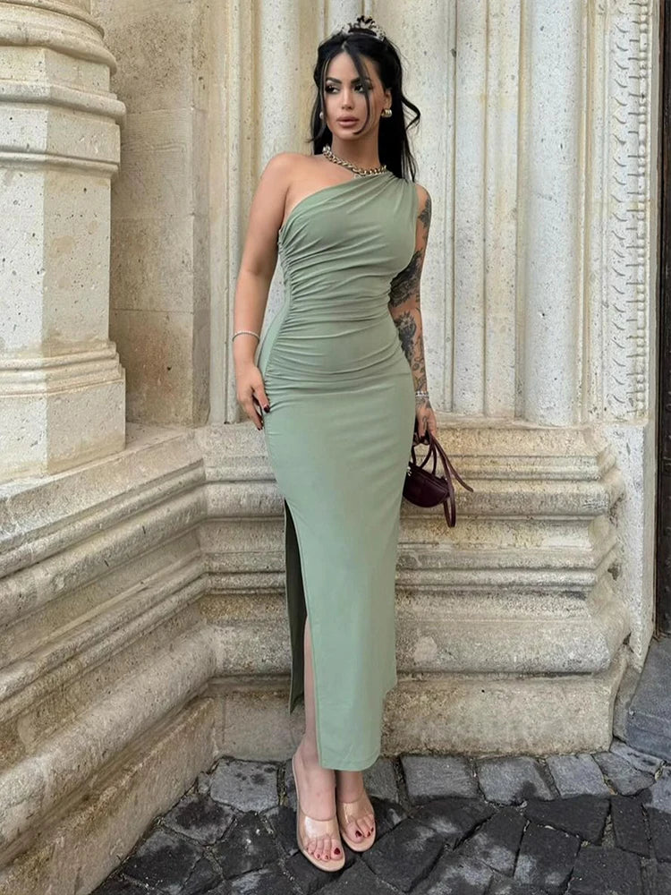 BXOXO Summer Maxi Dress Women Sexy Split Fashion Sleeveless Backless Slim Dress Female Casual Streetwear Club Elegant Party Dresses