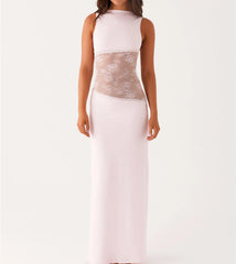 BXOXO Women Bodycon Maxi Dress Lace Patchwork Sleeveless Backless Long Pencil Dress Y2K Slim Fit Club Party Wedding Dresses
