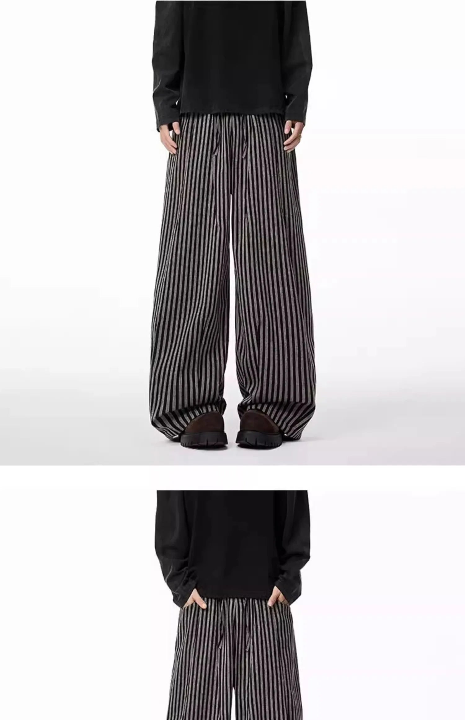 Bxoxo Women's Black Gothic Striped Long Pants Baggy Sweatpants Harajuku Y2k Emo Vintage Oversize Trousers Japanese 2000s Style Clothes