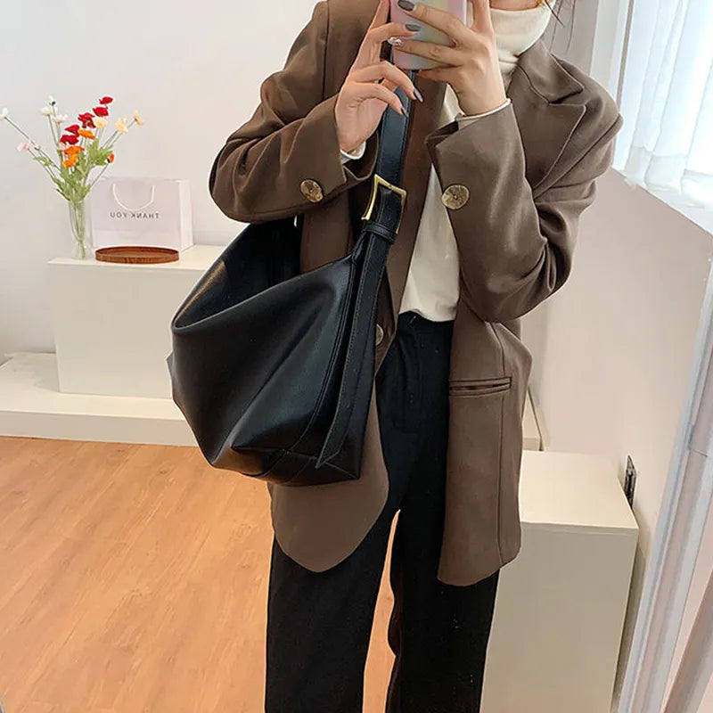 BXOXO Vintage Pillow Design PU Leather Boston Handbag For Women Casual Large Capacity Shoulder Crossbody Bags Fashion Shopper Totes