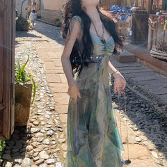 BXOXO French Simple Dreamy Halter Neck Puffy Short Dress Slimming Empire Waist Mini Skirt Polyester Fiber Regular Sleeveless Dress
