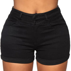 BXOXO Cotton Stretchy High Waist Jean Shorts Woman Summer Casual Sweat With Pocket Zipper White Black Cuffed Denim Shorts