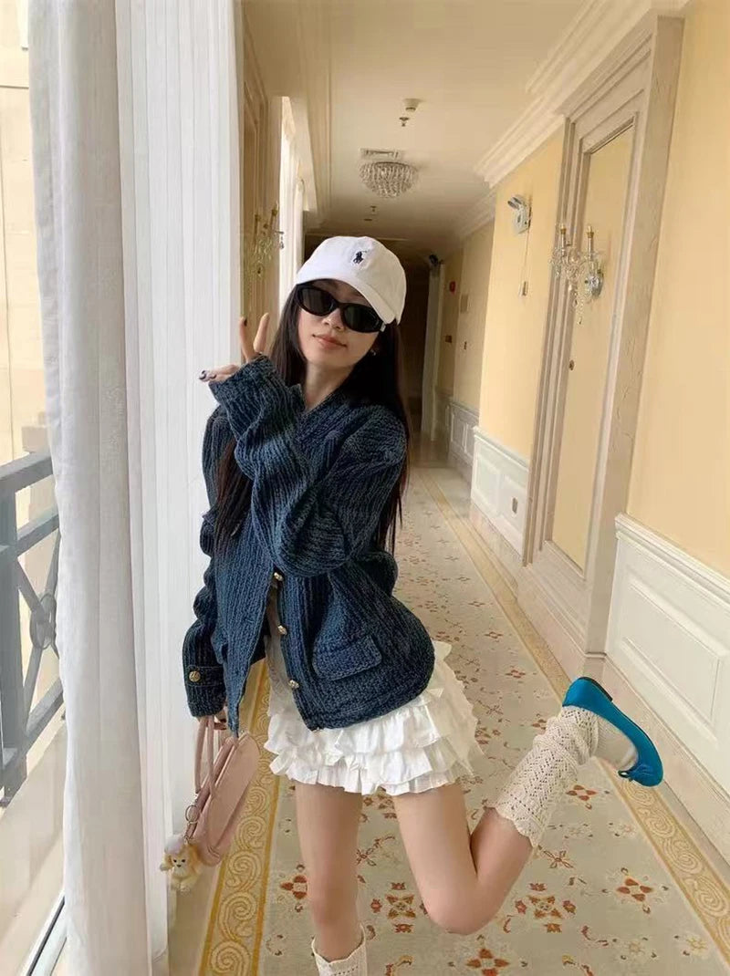 Bxoxo Vintage Stand Collar Denim Jacket Women Autumn Loose Streetwear Single Breasted Coats Y2K Korean Chic Long Sleeve Casual Outwear