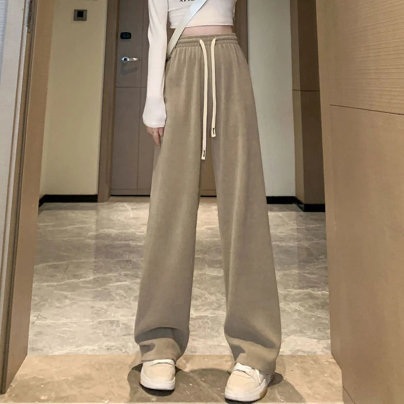 Bxoxo Women Casual Loose Straight Pants High Waist Corduroy Pants Fashion Women All Match Office Trousers 2024 Spring Autumn