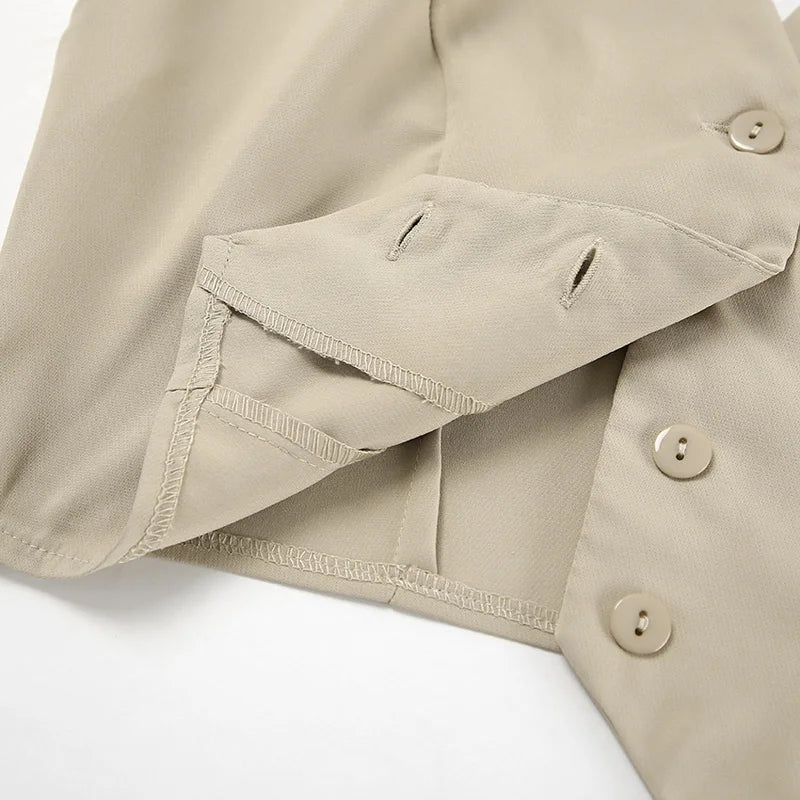 Bxoxo Spring Summer Women Office Shorts Suit Set Solid Khaki Sleeveless Halter Outfit 2 Piece Matching Sets For Women