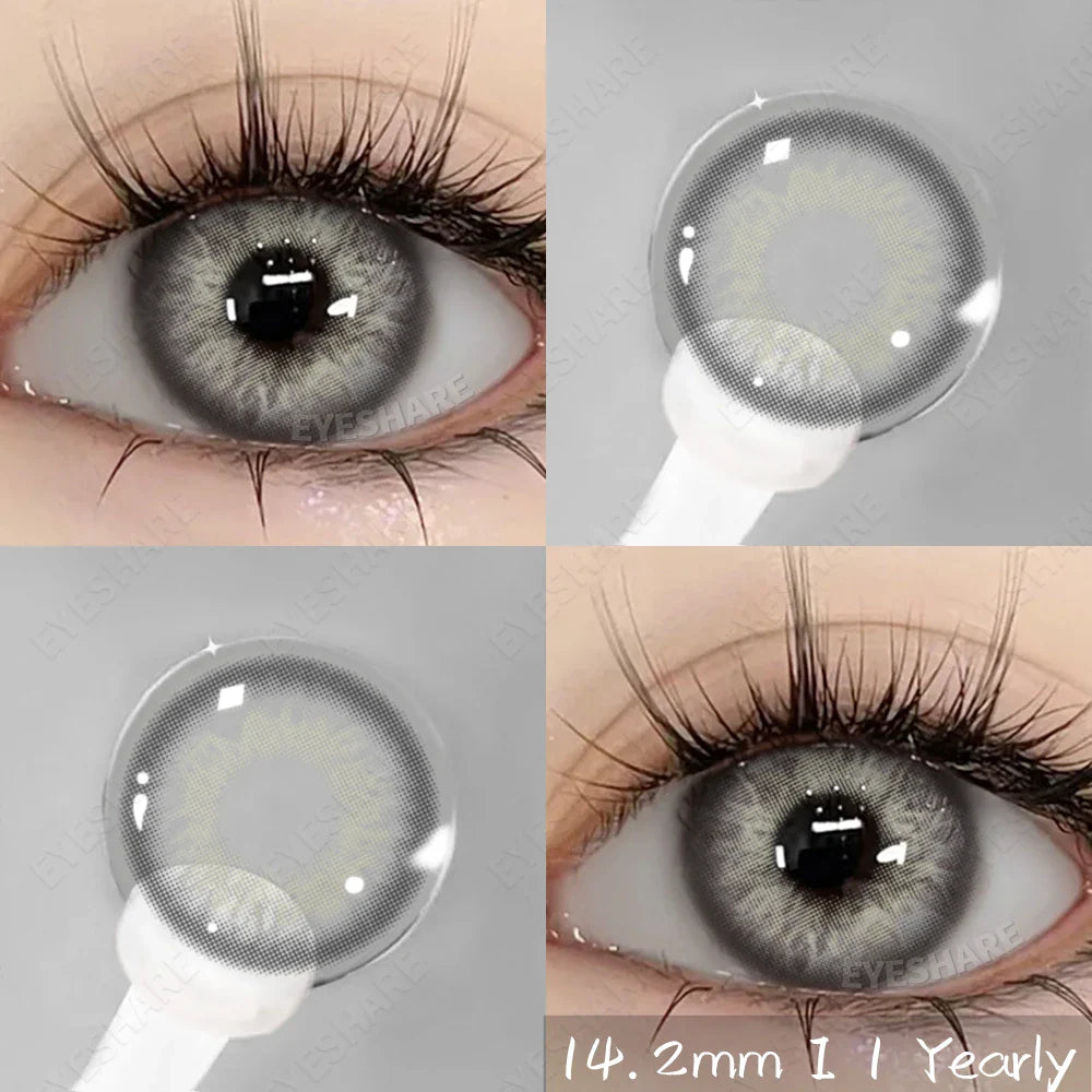 BXOXO 1Pair Myopia Lenses Color Contact Lenses With Diopters Prescription Natural Yaerly Brown Lenses Gray Colored Contacts