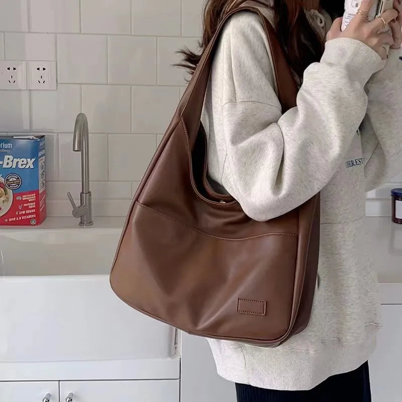 BXOXO Large Capacity Tote Bag Women's New Trendy Shoulder Bag Simple and Versatile Commuter Bag Fashion Trendy Student Classroom Bag