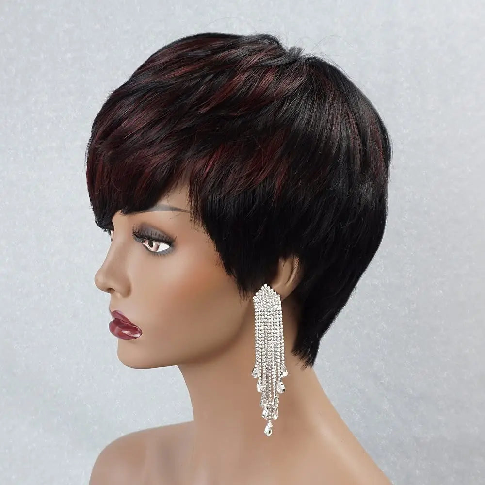 BXOXO Cut Wig for Black Women Human Hair Wigs for Black Women Short Bob Wig Human Hair Wigs with Bangs Short Wigs for Black Wome