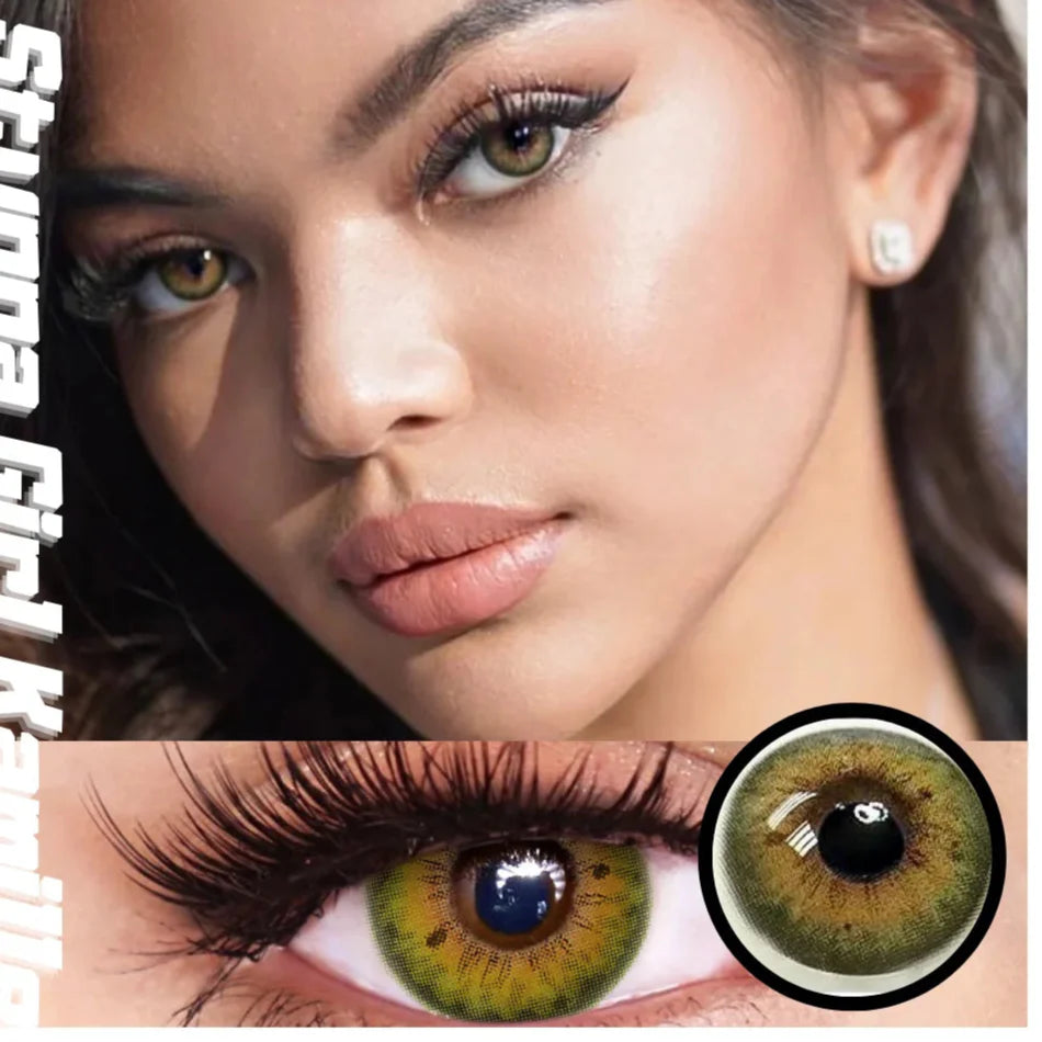 BXOXO 1 Pair Colorcon Colored Contact Lenses with Degree Myopia Lenses Blue Eye Lenses Green Lenses Natural Eye Lenses