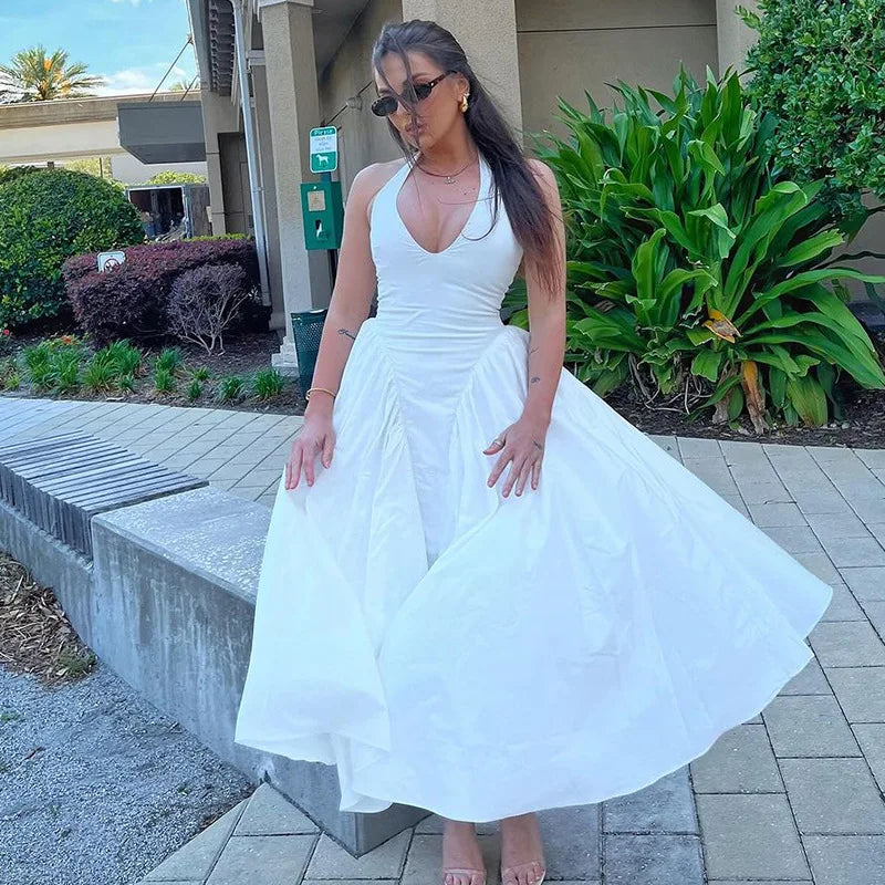 BXOXO Ladies Summer Evening Party New Fashion Dress Women Sleeveless Backless V-Neck Sexy Maxi Dresses Night Clubwear Female Outfits