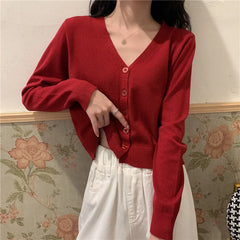 BXOXO FALL OUTFIT Women Knit Cardigans Sweater V-neck  Long Sleeve Thin Jacket Spring Autumn Cashmere Cardigans Solid Single Breasted Sweaters