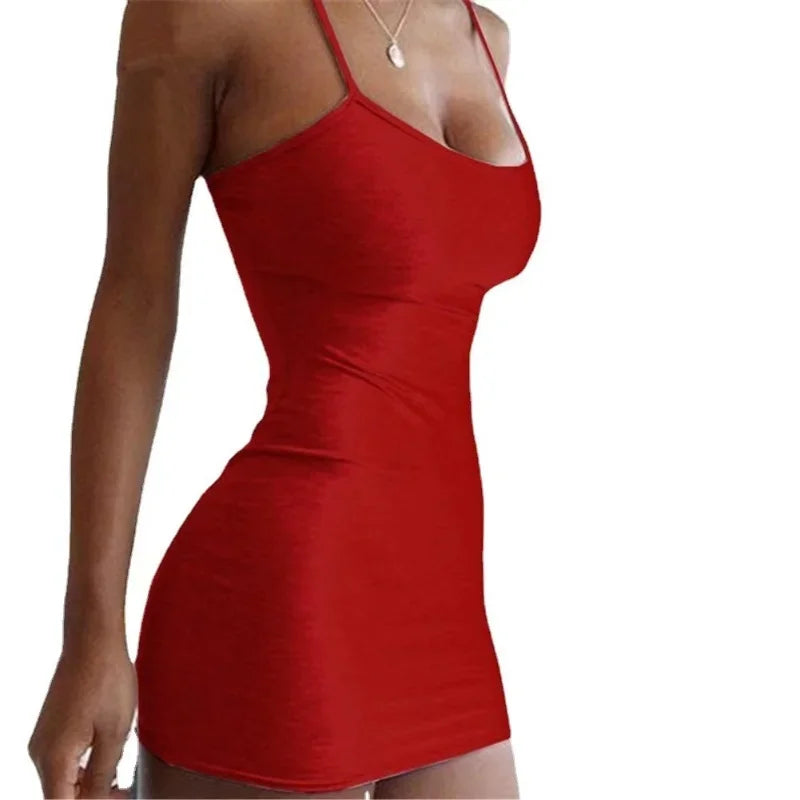 BXOXO Summer Street Bodycon Dress Sexy Short Dress Nightclub Dress for Women Tight-Fitting Wrap Hip Over-The-Knee Sleeveless Dresses