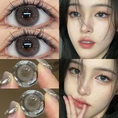 BXOXO 2PCS Color Contact Lenses with Myopia Degree -0.00 to-8.00 Gray Eye  Korea Lens Makeup Beauty Pupils