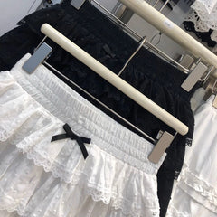 Bxoxo Y2K Women Lace Skirt Summer New Sweet Preppy Patchwork Tutu Skirt High Waist Fashion White Lolita Female Mini Cake Skirt