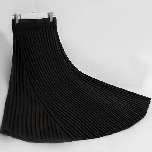 Bxoxo Winter Thickening Wool Blend Warm Maxi Long Rib Knitted Skirt Draping Large Swing Skirt