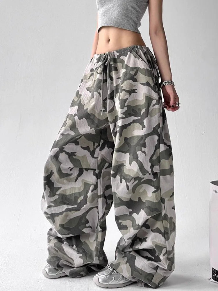Bxoxo Y2K Camouflage Cargo Pant Women Streetwear Loose Hip Hop Harajuku Trousers American Vintage High Waist Summer Bf Casual Pants