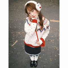 Bxoxo Vintage Sweet Knitted Pullovers Women Preppy Style Long Sleeve Sweater Retro Fashion Casual Autumn Winter Pullovers