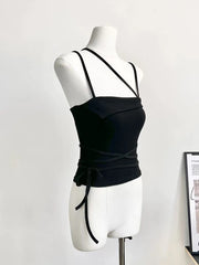 BXOXO Summer Women Gyaru Camisole Solid Color Crop Top Coquette 2000s Aesthetic Tide Halter Top Hot Sexy Korean Fashion Tide Gothic