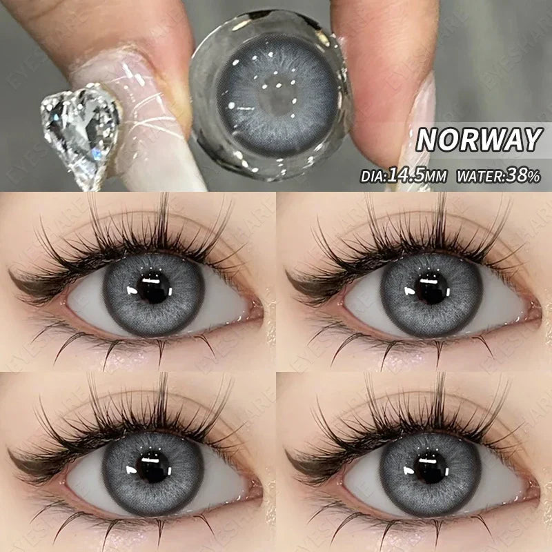 BXOXO 1pair Eye Contacts Lense Color Contact Lenses for Eyes Natural Gray Contact Lens Yearly Fashion Beauty Makeup EyeLenses