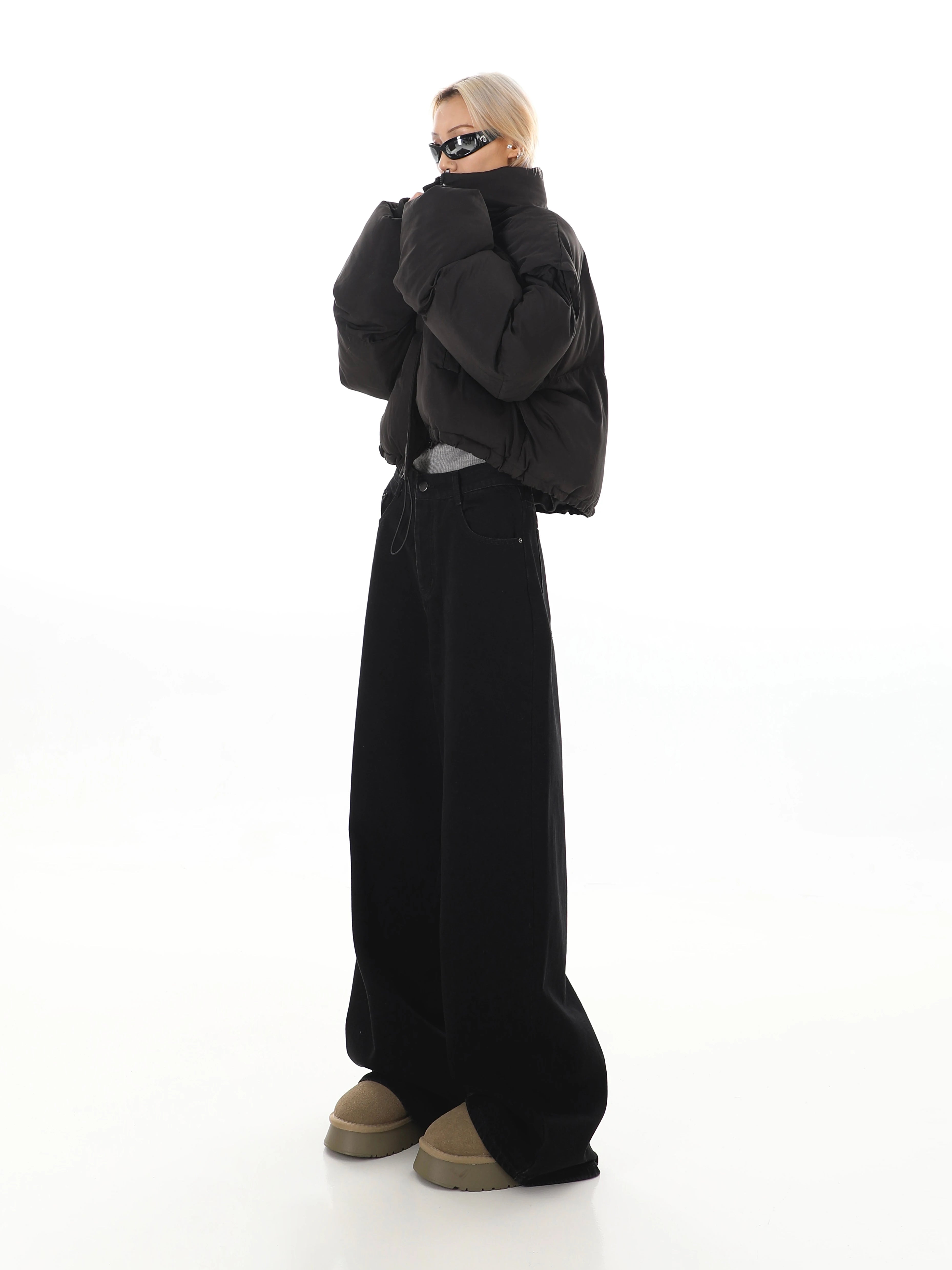 Bxoxo Y2K Black Jeans for Women Korean Fashion Streetwear High Waist Wide Leg Denim Pants Female Baggy Straight Trouser