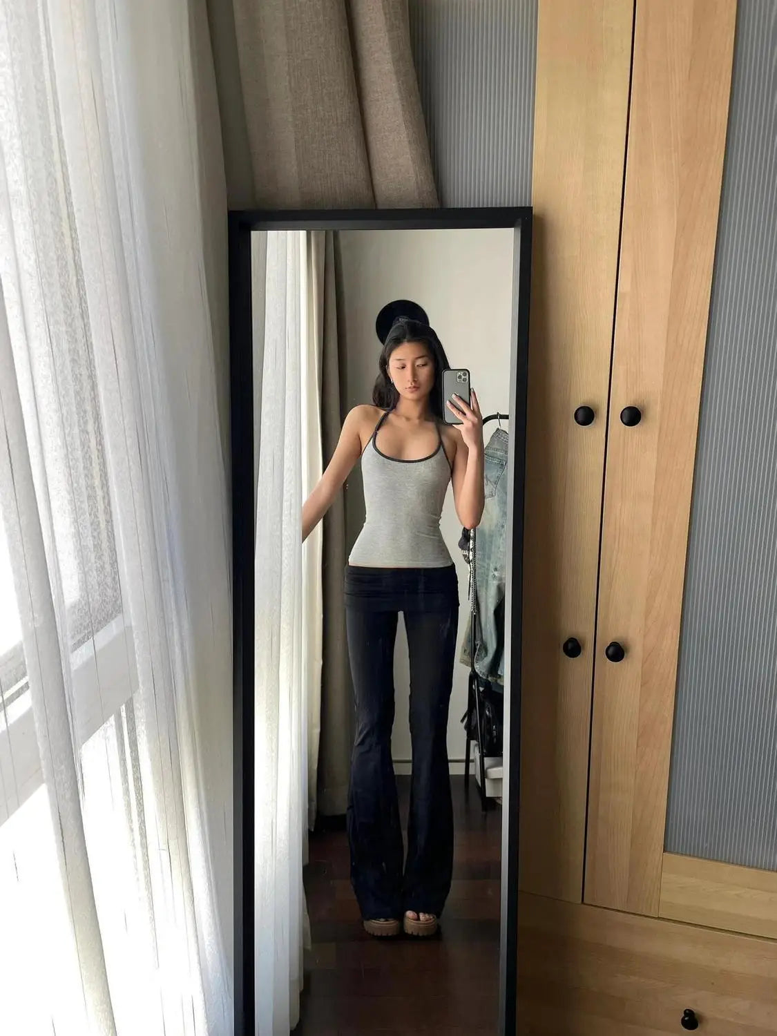 Bxoxo Gray High Waist Basic Flared Pants Solid Color Jogging Fitness Yoga Trousers Slim Korean Fashion Casual Streetwear Lady