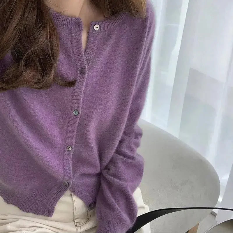 Bxoxo Knitted Sweater Cardigan Loose-fit Warm Jacket Inner Wear Outer Korean Style Stylish Women's Top Core-spun Yarn