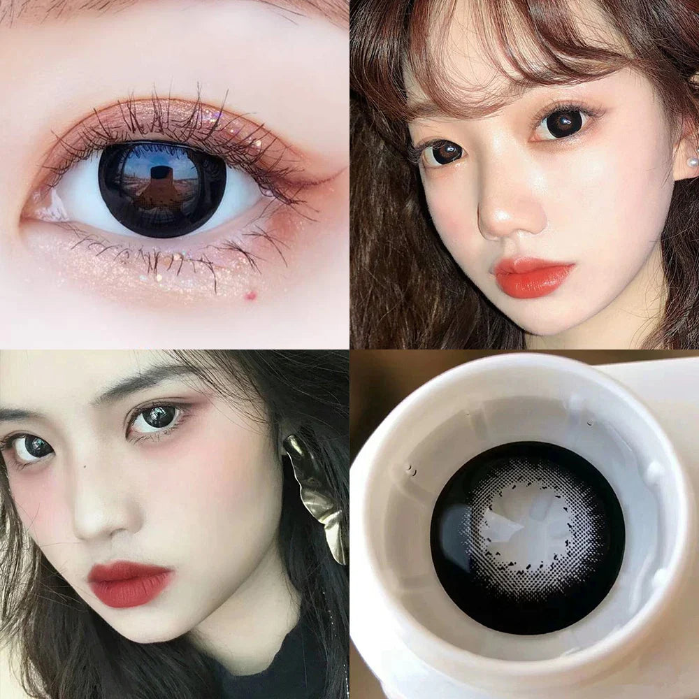 BXOXO 2pcs/Pair Contact Lenses Fast Shipping Big Black Lenses for Eyes Beauty Pupils Comestic Eye Color Lens 14.5mm/14.2mm