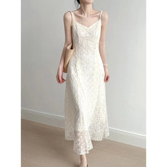 BXOXO New women's suspender dress French lace high-end temperament heavy industry embroidery [1-YS]
