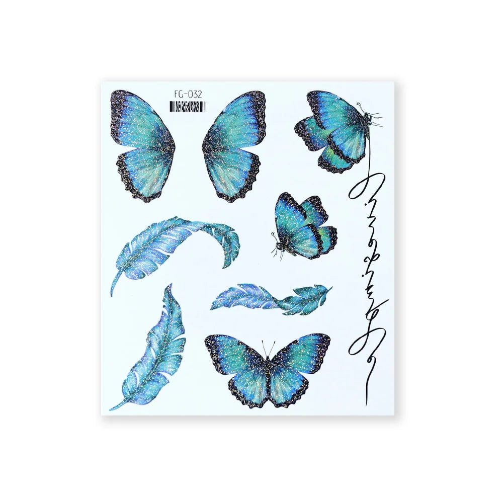 BXOXO 1 Sheet Flash Butterfly Temporary Tattoo Sticker for Eye Face Makeup Fairy Body Art Waterproof False Tattoo for Women