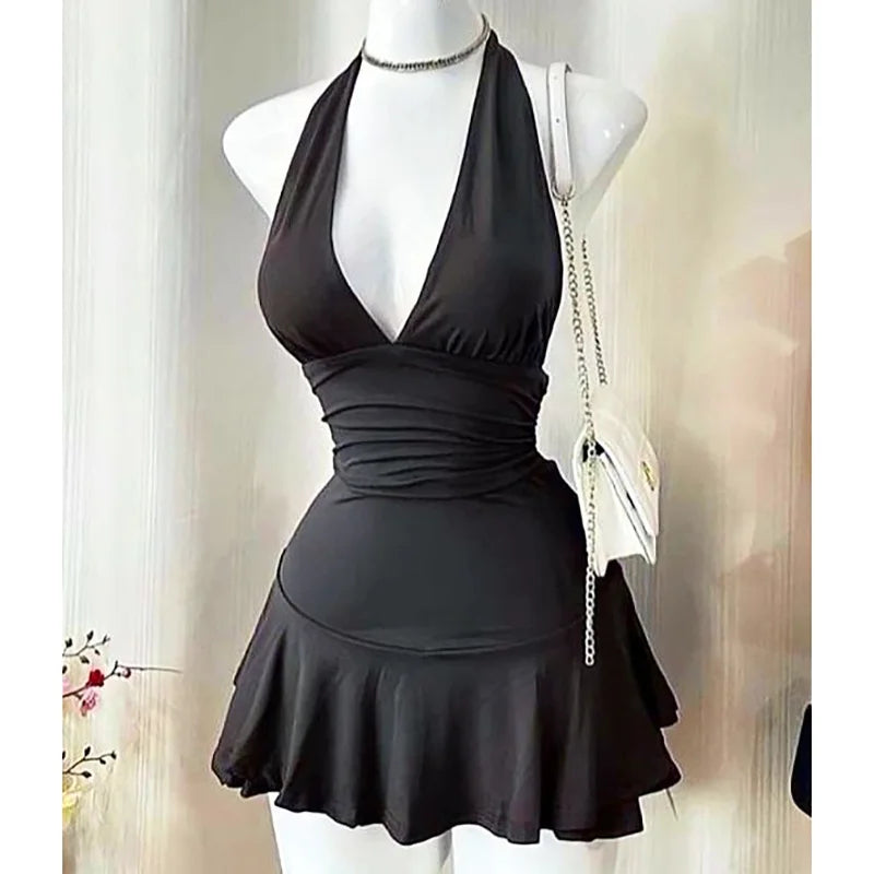 BXOXO Spice Girls Lace Y2k Sling dress Harajuku Graphic Print Grunge Goth Skirt Punk Streetwear Hip Hop Retro Fashion Casual Frock EMO