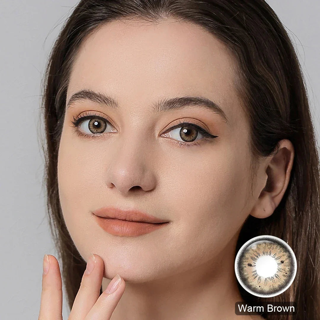 BXOXO 1 Pair Natural Colored Contact Lenses Gray Eye Lens Brown Contacts Beauty Pupils Makeup Color Lens With Free Lens Case