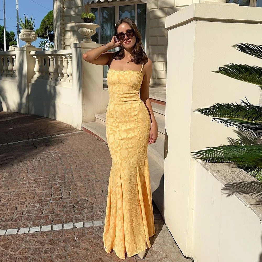 BXOXO Backless Women's Evening Party Dress Sexy Lace Up Maxi Dress Sleeveless Orange Wedding Guest Dresses