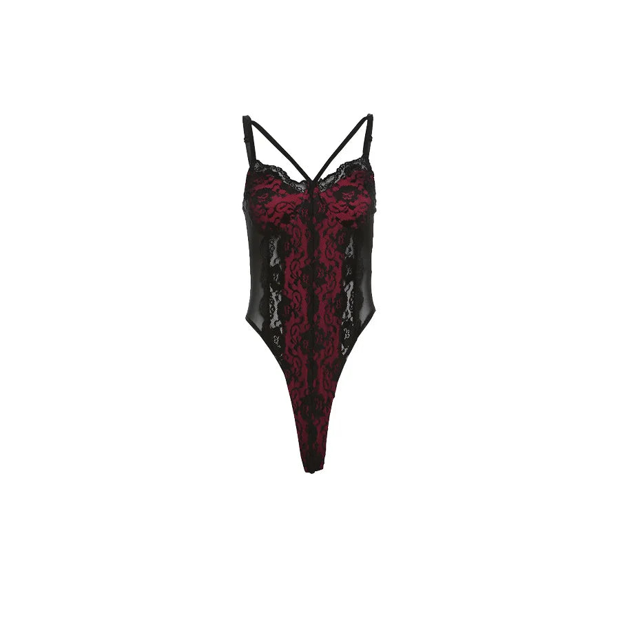 Bxoxo Summer New Lace Patchwork Tight Sexy Hot Mature Beautiful High Street All-Match Cool Women's Strap Boomsuit Jumpsuit