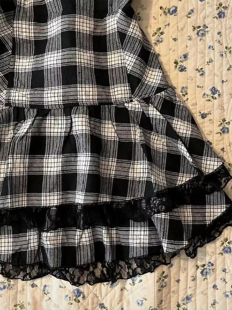 BXOXO summer inspo Y2k Harajuku Lattice Vintage Sleeveless Gothic Punk Summer Dresses Slim Short Dress Lace Sexy Korea Fashion Women Dresses