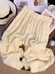 Bxoxo Sweet Love Print Wide Leg Pant Women Casual Cute Loose High Waist Trousers Korean Fashion Female Lace Up Elegant Pants New