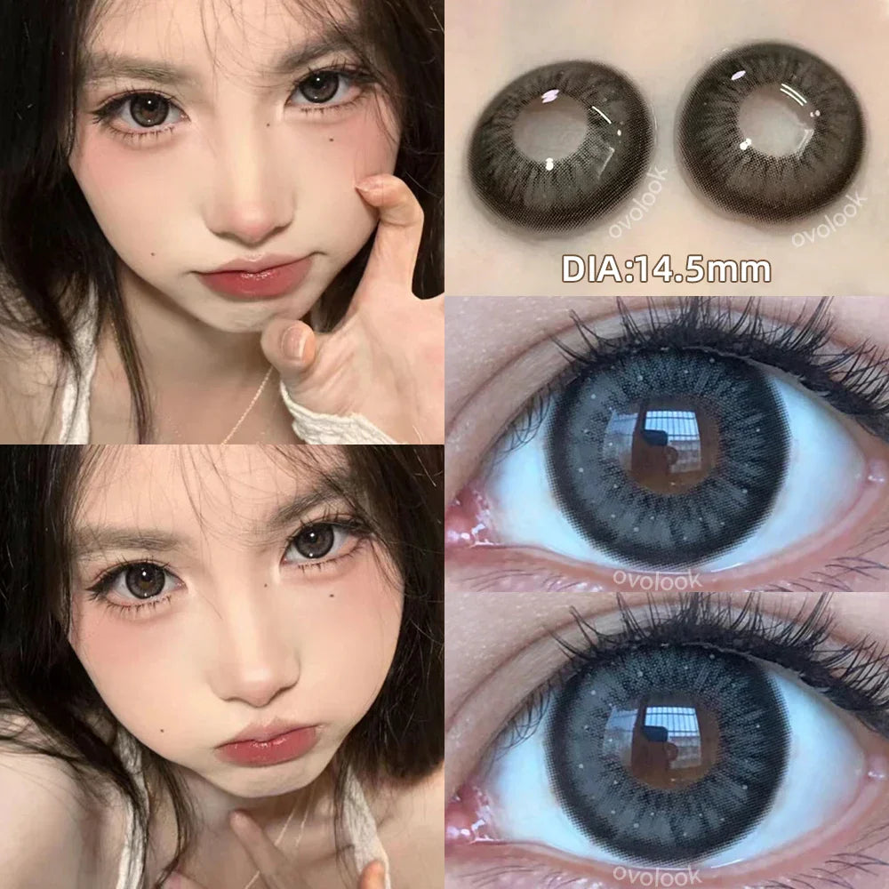 BXOXO 1 Pair/2pcs 10 Colors Contact Lenses for Eyes Fashion Pupils Myopia Eye Color Lenses Blue Green Brown Prescription Lens