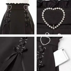 BXOXO 2025 Y2k Aesthetic Harajuku Style Sweet Girl High Waist Mini Bandage Skirt Slim Women Solid Streetwear Gothic Jk Saia Feminina