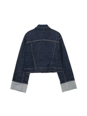 Bxoxo Women Fashion With Pockets Denim Blue Single Breasted Jackets Vintage Lapel Neck Long Sleeves Female Chic Lady Outfits
