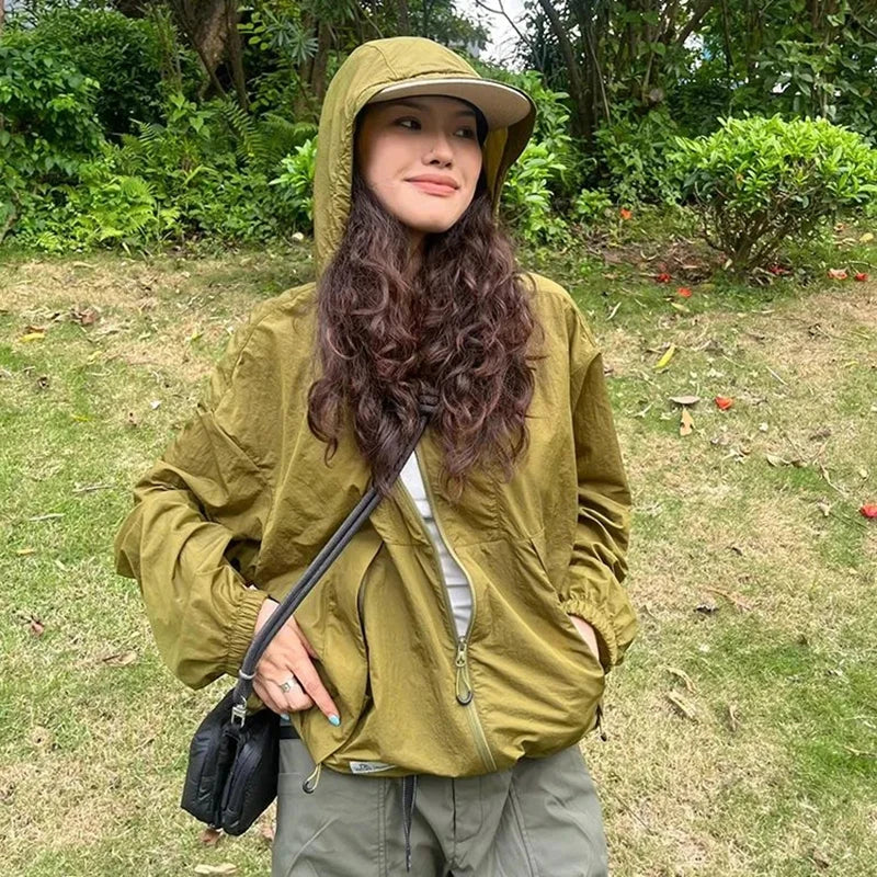 Bxoxo Outdoor Sun Protection Jacket Women Summer Lightweight Breathable Sportswear Quick Drying Hoodie Thin Skin Mountaineering Coat